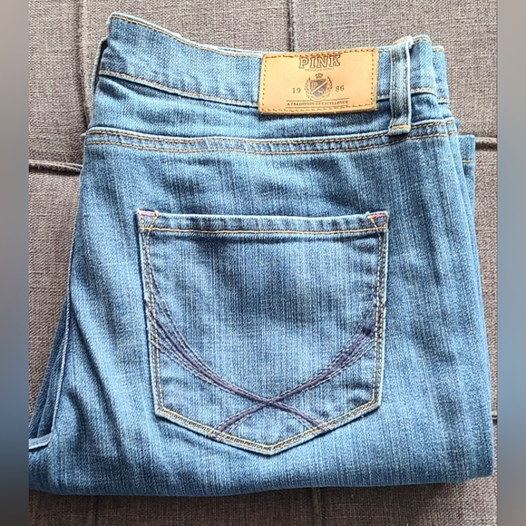 Y2K Pink Victoria's Secret Light Wash Flare Jeans 12 mid rise Vtg Vintage - Picture 2 of 16